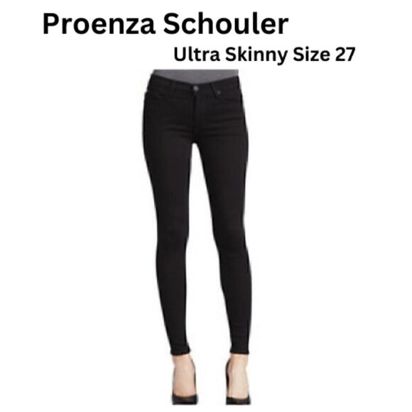 Proenza Schouler PS-J5 Ultra-Skinny Denim Jeans, Black Distressed. Size 27. - Picture 1 of 8